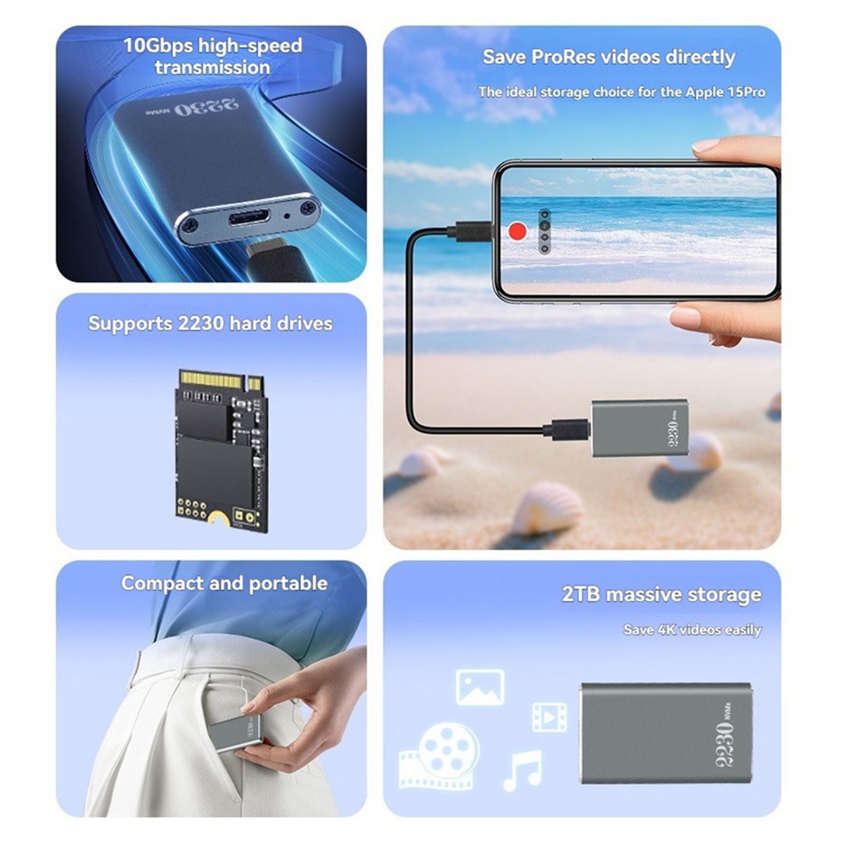External Nvme Ssd - A40I M.2 NVMe SSDエンクロージャ - アルミ製