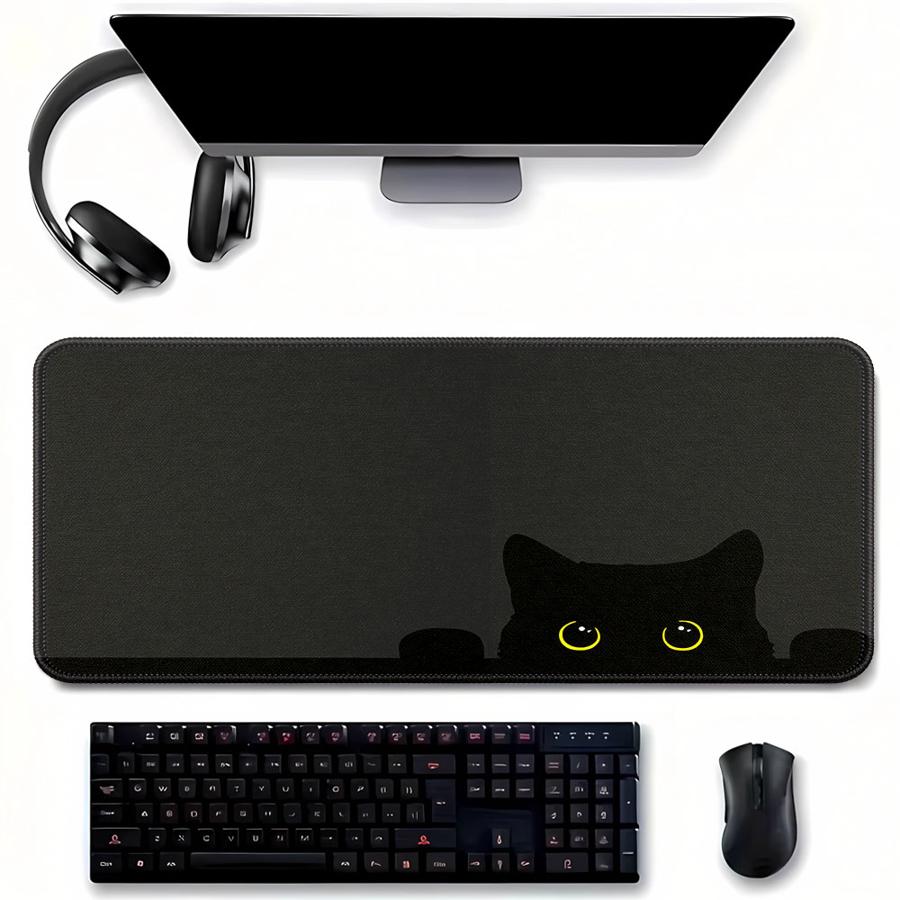 Yellow Laptop Accessories - マウスパッドコンピュータラップトップパッドゲームコンソールパッドキーボードマウスパッドオフィスパッドデスクアクセサリー滑り止め黒猫と黄色