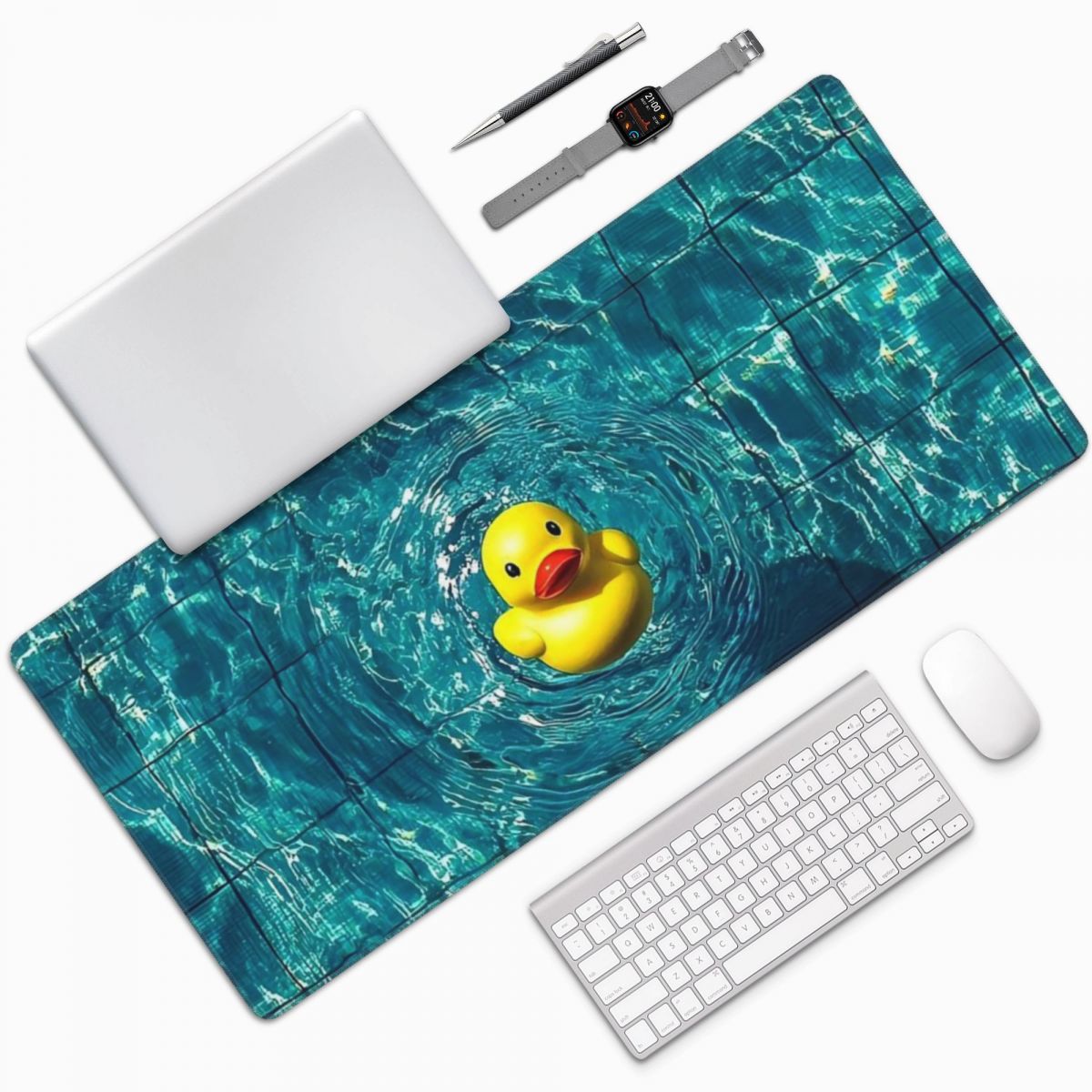 Yellow Laptop Accessories - プールの中の黄色いアヒル 大型マウスパッド コンピューターキーボードマウスマット ゲーマーPC ラップトップデスクマット オフィスアクセサリー