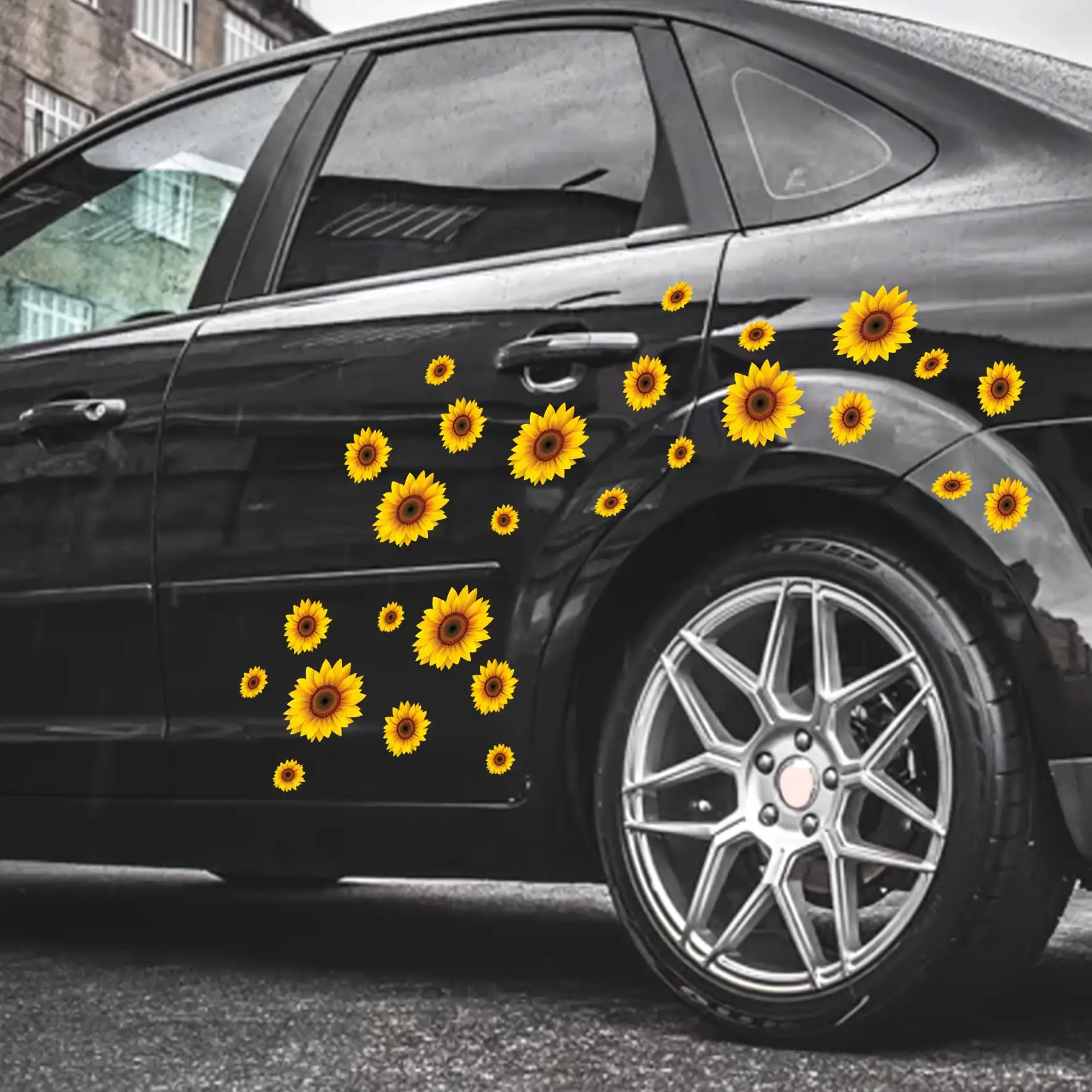Yellow Laptop Accessories - 1 セット黄色のひまわりヒーリングカーステッカー車トラック SUV 自転車スクーターヘルメットラップトップ用かわいい完璧なギフトアクセサリー