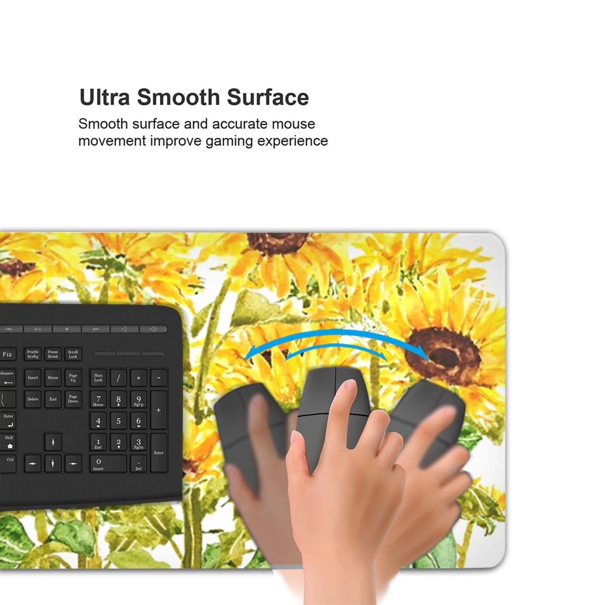 ひまわり鮮やかな黄色の花柄大型マウスパッドコンピュータキーボ - Yellow Laptop Accessories のレビューと価格