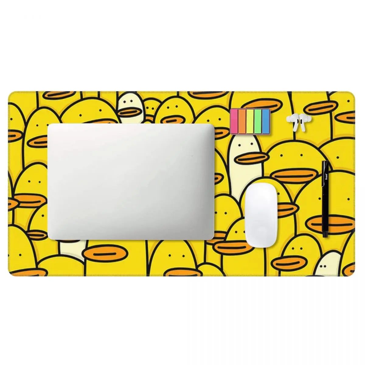 大型マウスパッド漫画黄色のラバーダックパターンゲーマーPCラ - Yellow Laptop Accessories のレビューと価格