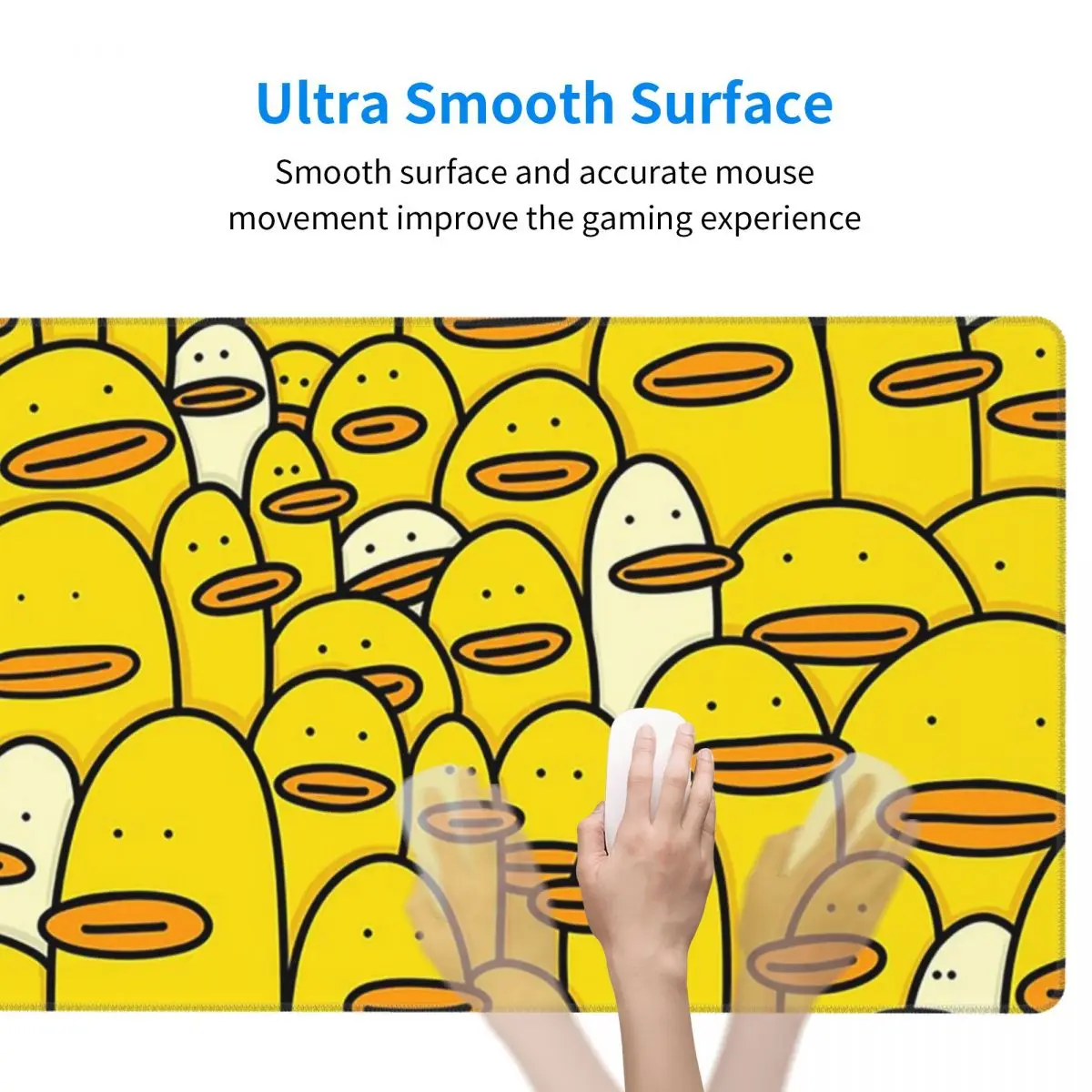 大型マウスパッド漫画黄色のラバーダックパターンゲーマーPCラ - Yellow Laptop Accessories のレビューと価格