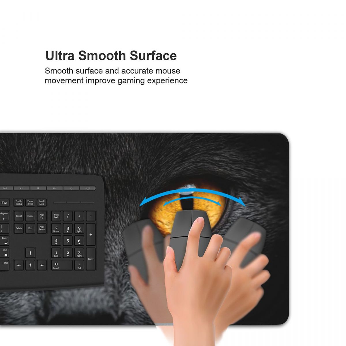 黒猫の顔と黄色の目大型マウスパッドコンピュータキーボードマウ - Yellow Laptop Accessories のレビューと価格