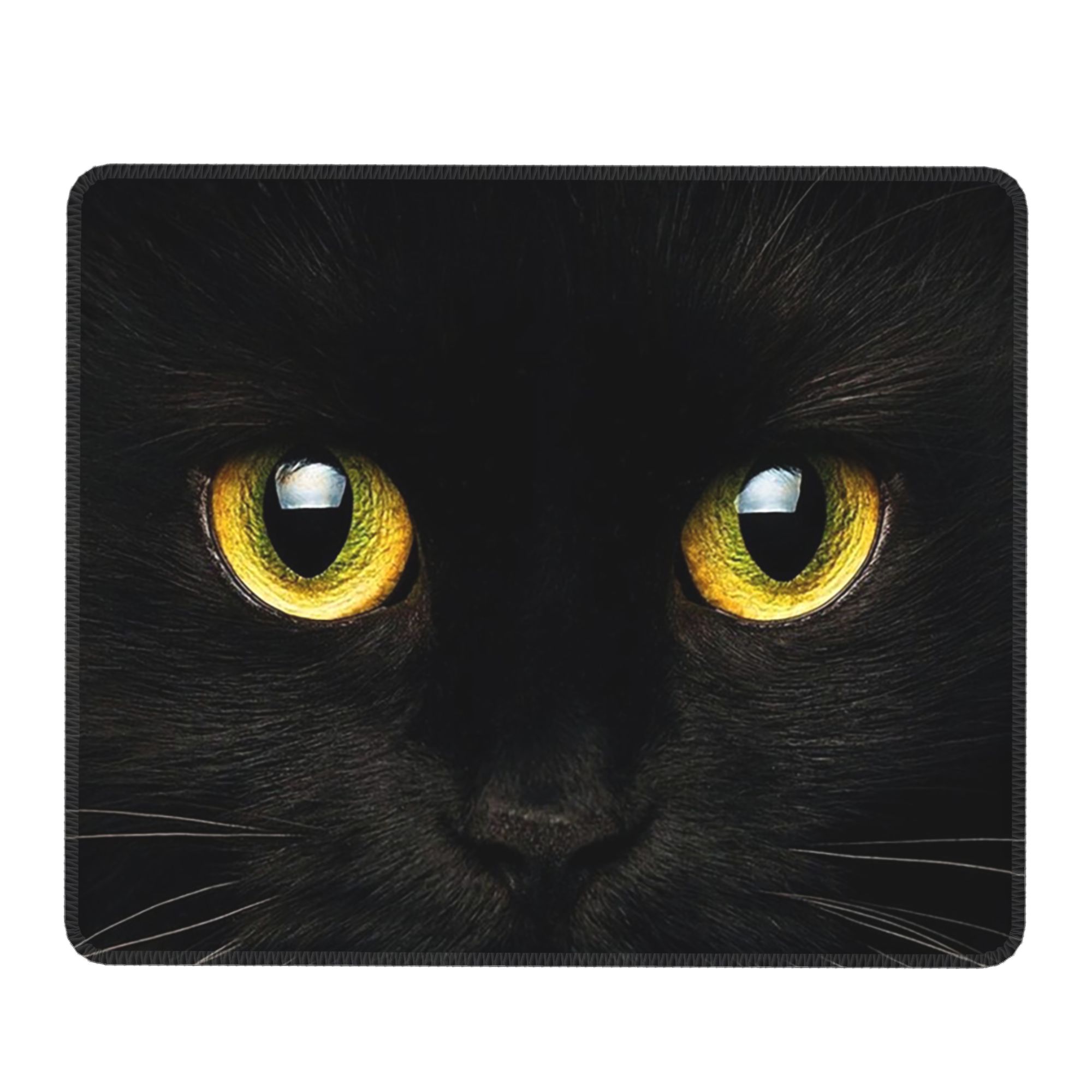 黒猫の顔と黄色の目マウスパッドコンピュータキーボードマウスマ - Yellow Laptop Accessories のレビューと価格
