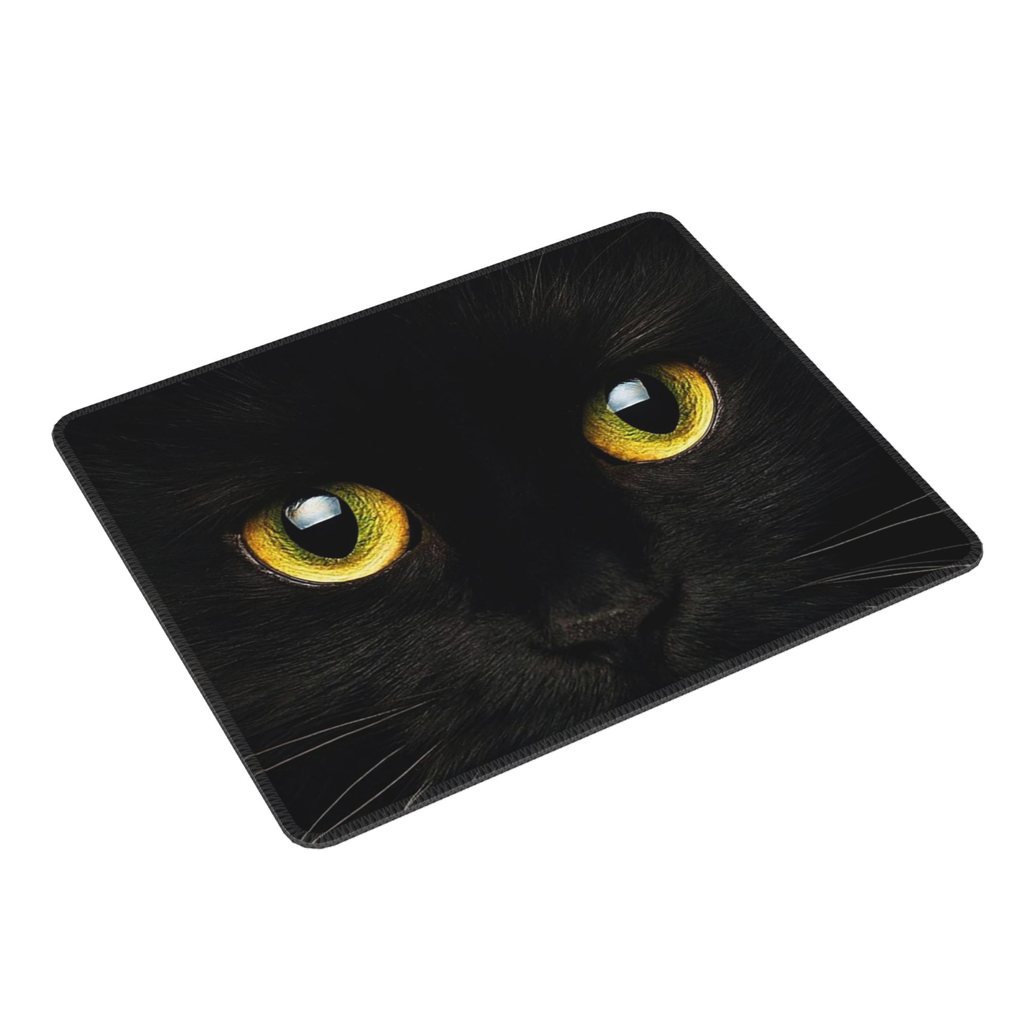 黒猫の顔と黄色の目マウスパッドコンピュータキーボードマウスマ - Yellow Laptop Accessories のレビューと価格