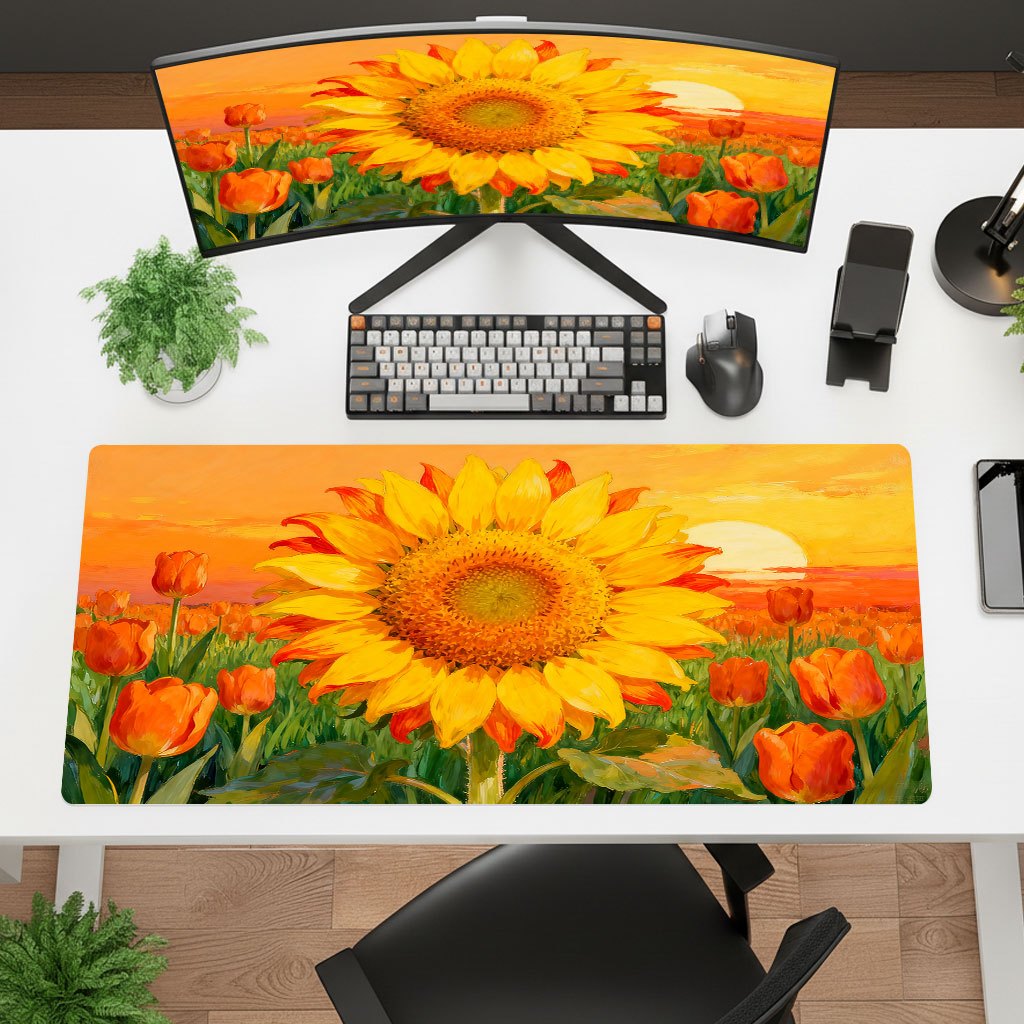 ブランドイエローサンフラワーマウスパッド、厚手のHDプリント - Yellow Laptop Accessories のレビューと価格