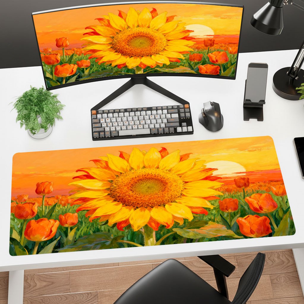 ブランドイエローサンフラワーマウスパッド、厚手のHDプリント - Yellow Laptop Accessories のレビューと価格