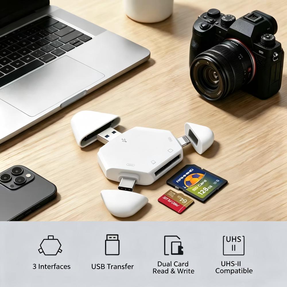 3in1メモリカードリーダー、三角形磁気キャップ付き、USB - Laptop Accessories Distributor のレビューと価格