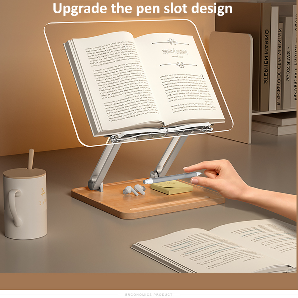 木製読書スタンド ライト付き 透明アクリル 多機能リフティン - Laptop Accessories Holder のレビューと価格