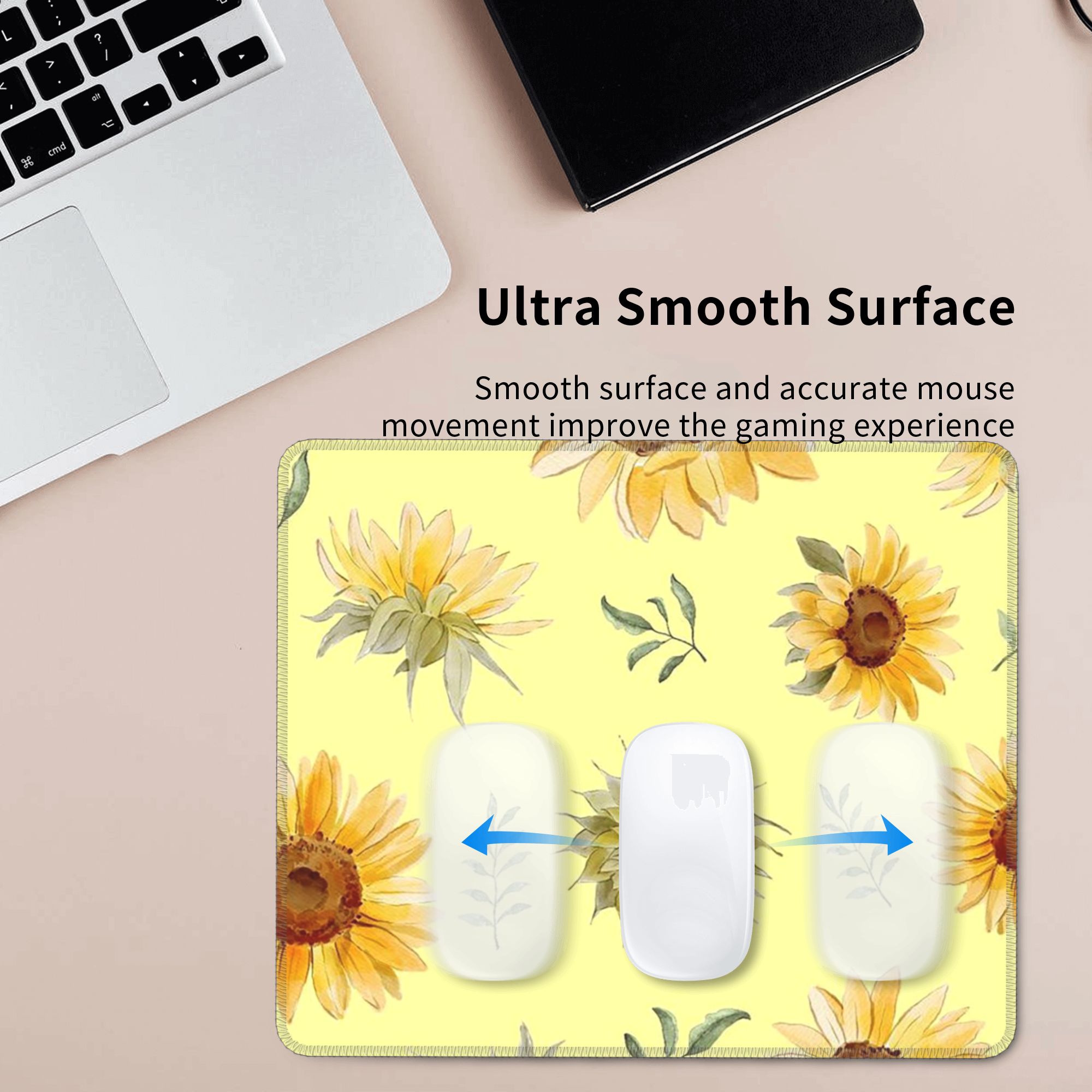ひまわり鮮やかな黄色の花柄マウスパッドコンピュータキーボード - Yellow Laptop Accessories のレビューと価格