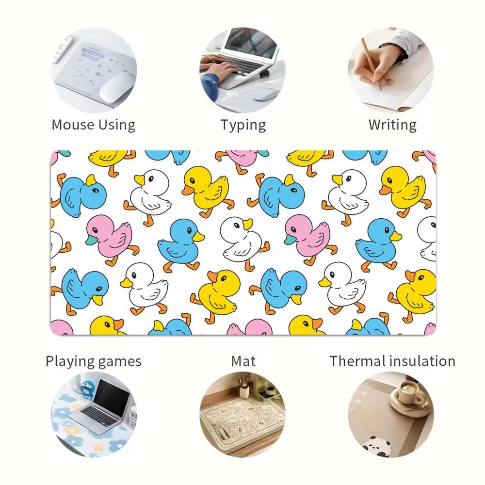 手描きの線画黄色のラバーダックシームレスパターンテーブルマッ - Yellow Laptop Accessories のレビューと価格